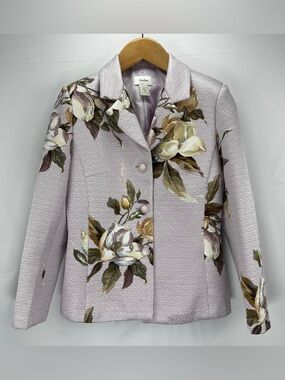 Neiman Marcus Vintage Lavender Floral Silk Tailored Blazer Jacket